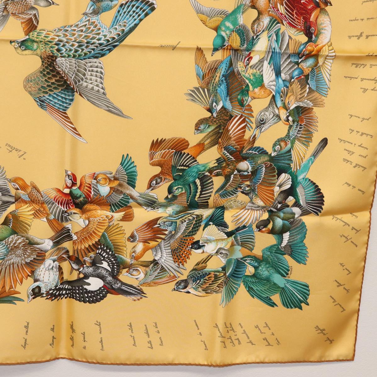 HERMES Carre 90 Scarf ""L'INTRUS"" Silk Yellow Auth am10872V