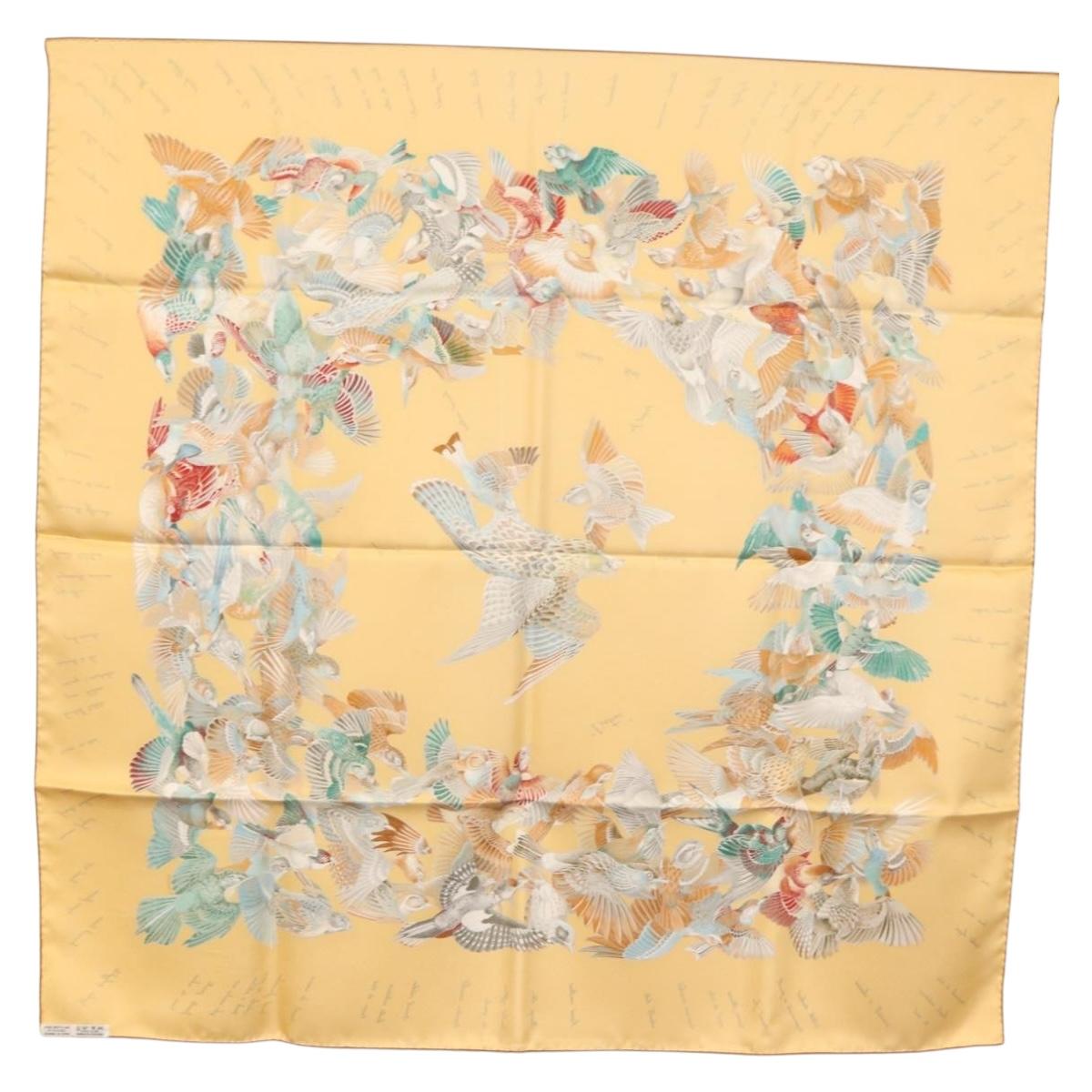 HERMES Carre 90 Scarf ""L'INTRUS"" Silk Yellow Auth am10872V