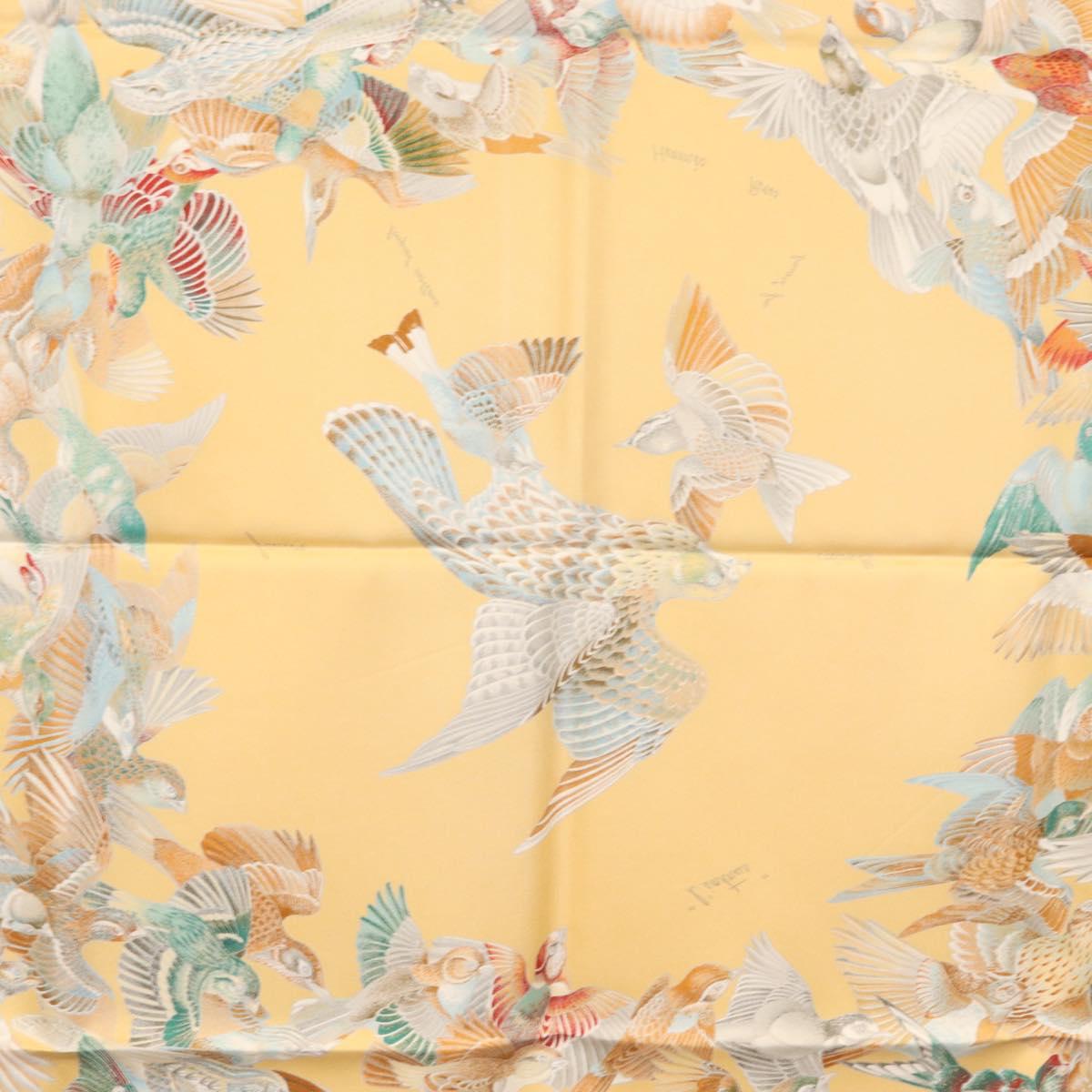 HERMES Carre 90 Scarf ""L'INTRUS"" Silk Yellow Auth am10872V