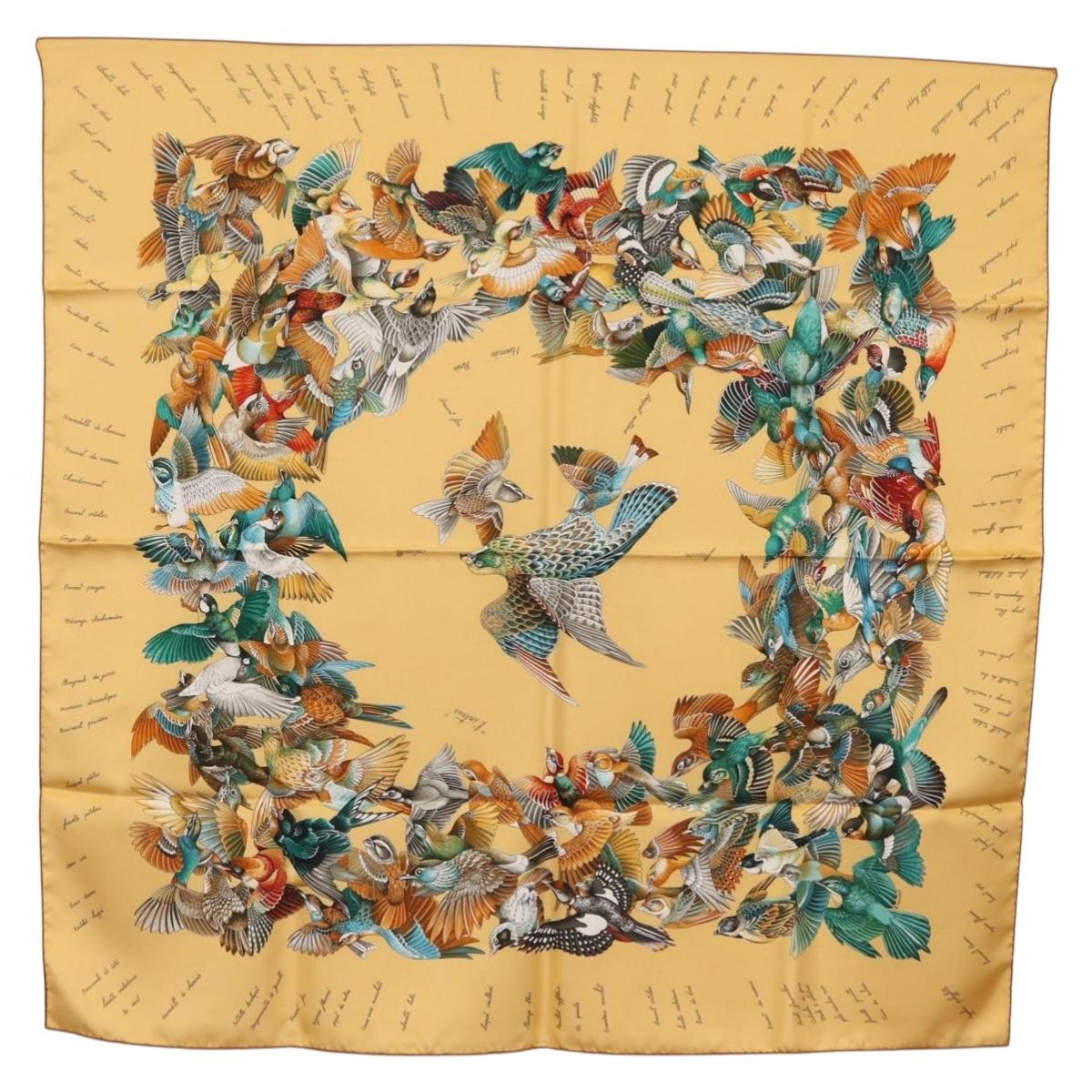 HERMES Carre 90 Scarf ""L'INTRUS"" Silk Yellow Auth am10872V