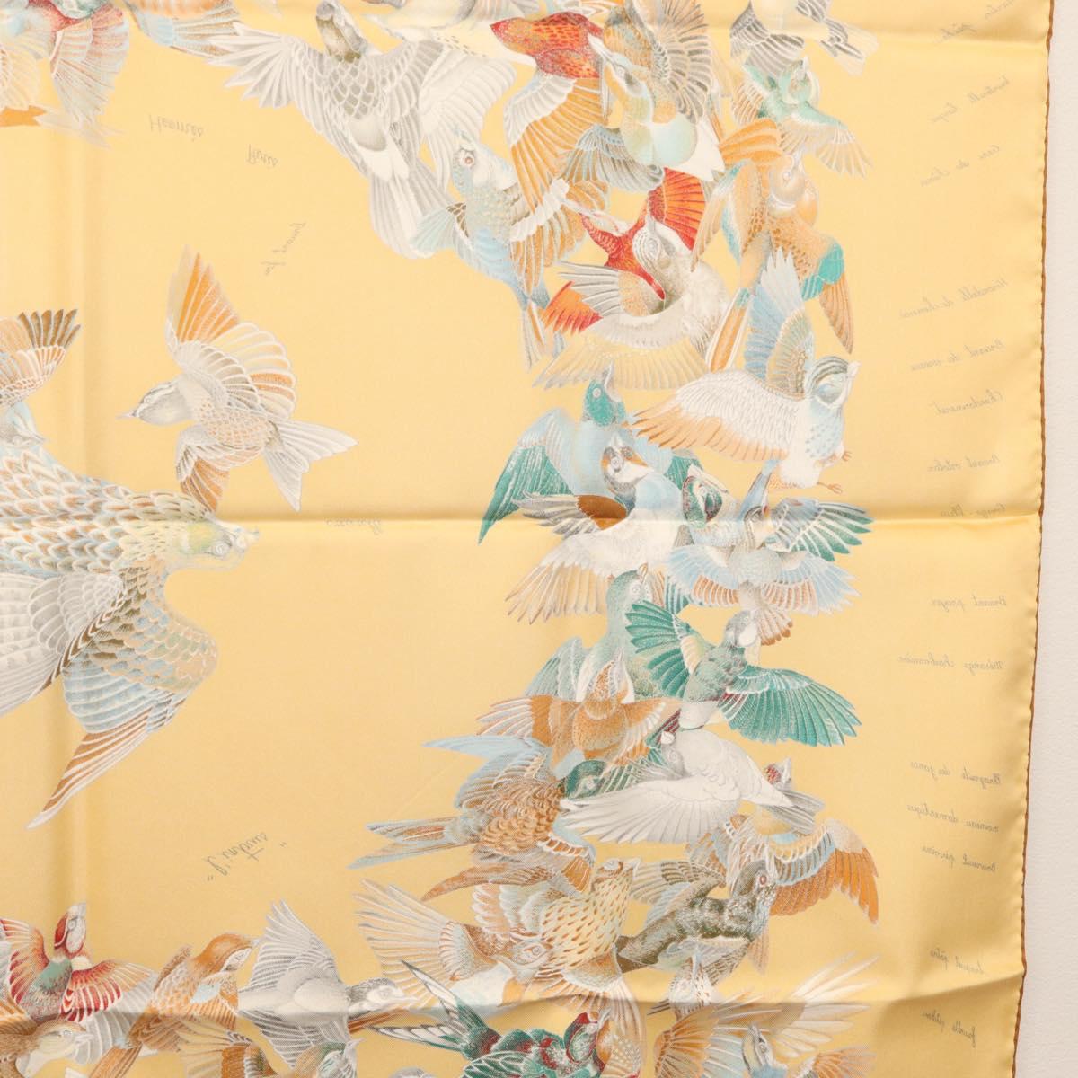 HERMES Carre 90 Scarf ""L'INTRUS"" Silk Yellow Auth am10872V
