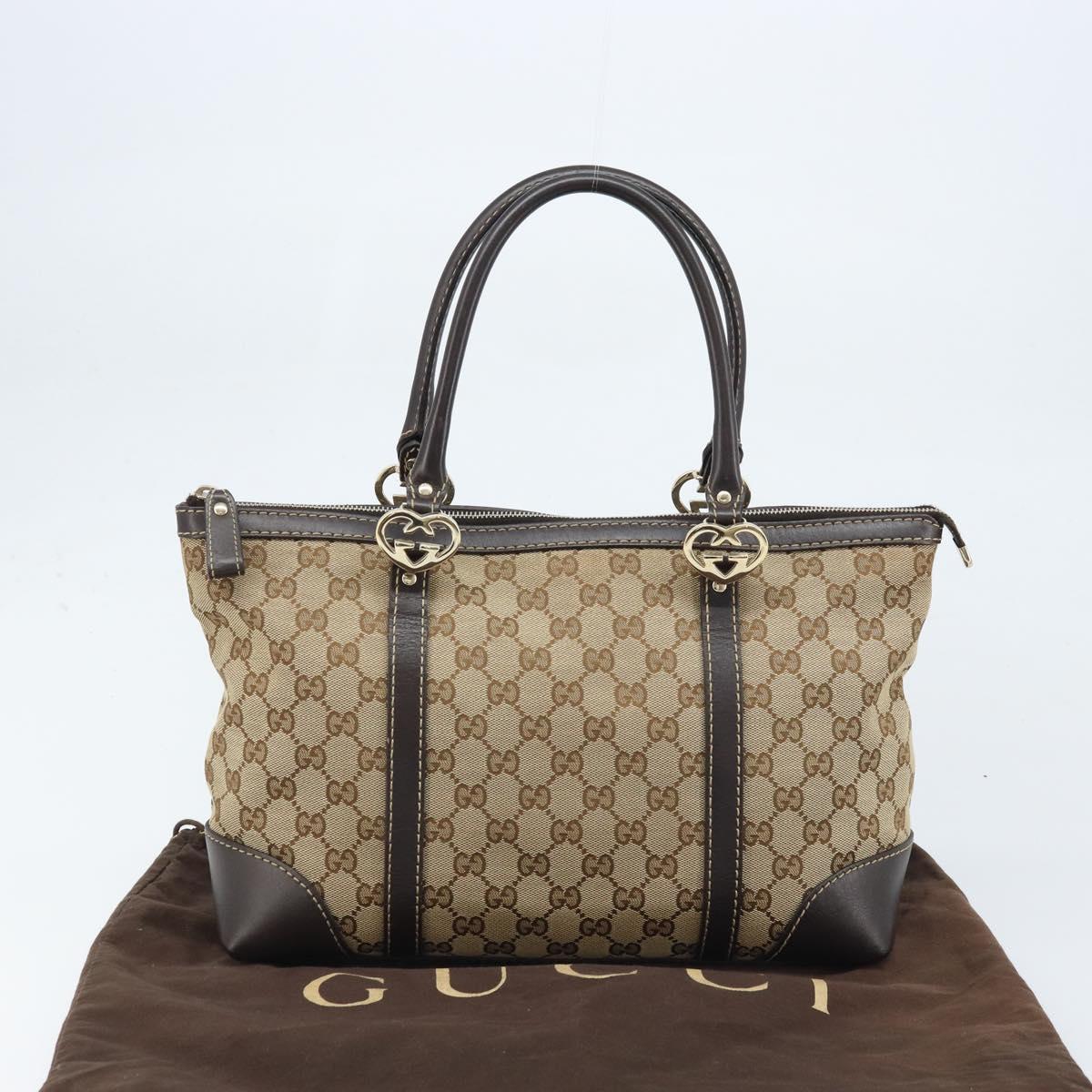 GUCCI GG Canvas Lovely Hand Bag Beige Gold 257069 Auth am10873V