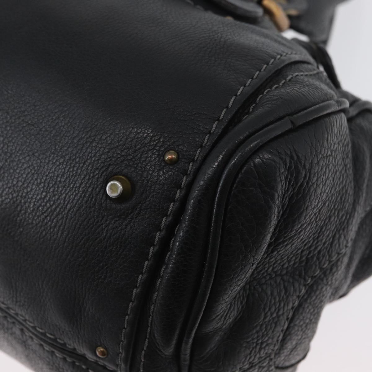 Chloe Paddington Hand Bag Leather Black Gold Silver Auth am10875SAV