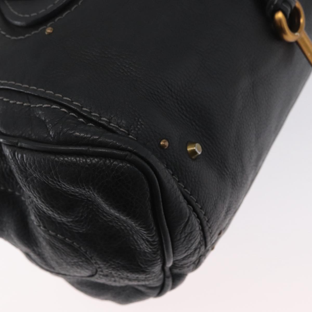 Chloe Paddington Hand Bag Leather Black Gold Silver Auth am10875SAV
