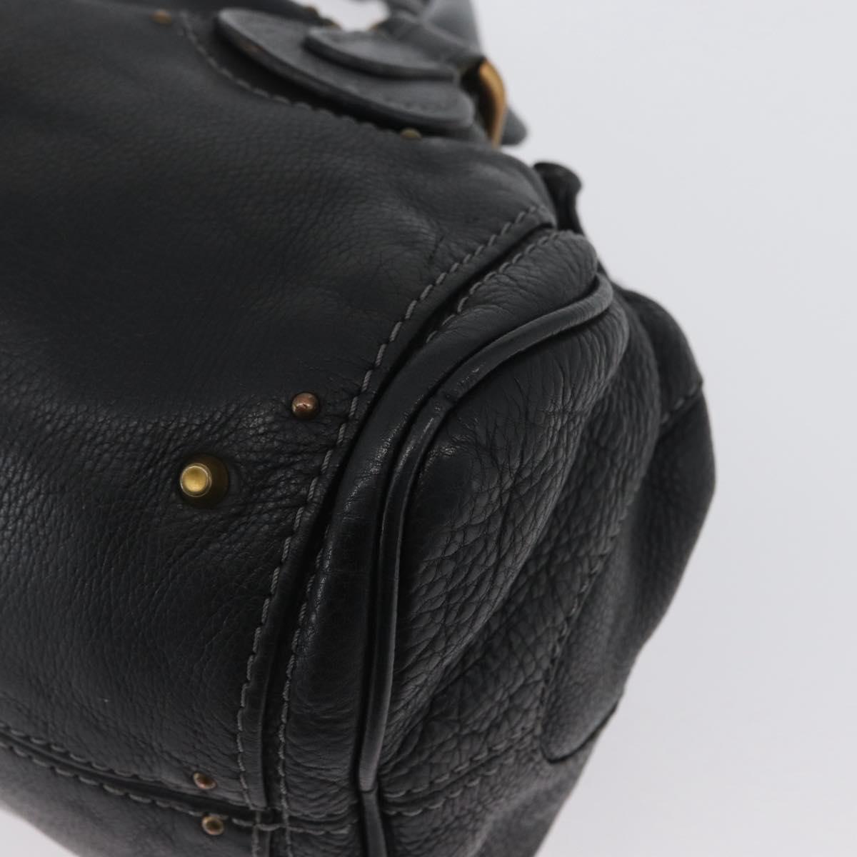 Chloe Paddington Hand Bag Leather Black Gold Silver Auth am10875SAV