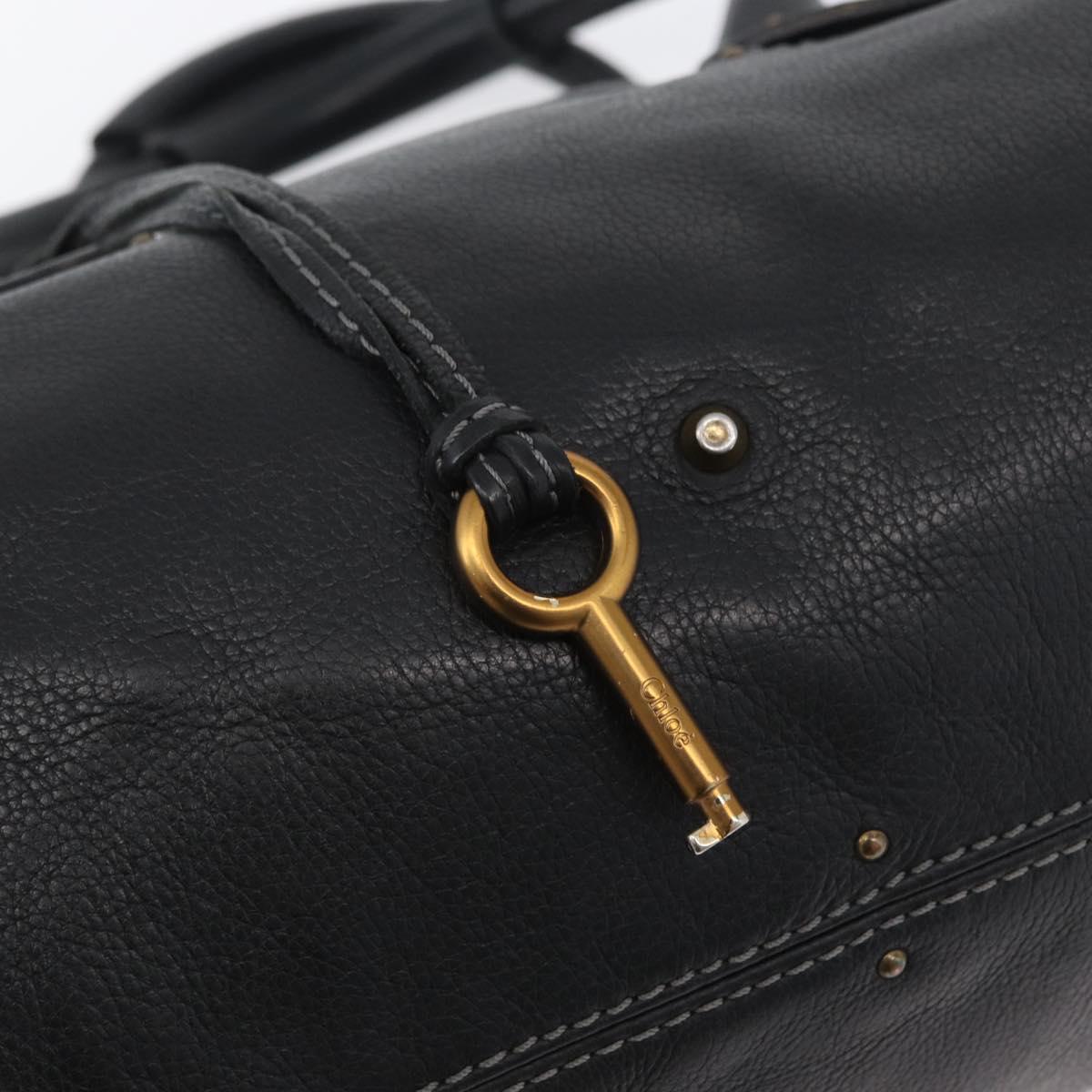 Chloe Paddington Hand Bag Leather Black Gold Silver Auth am10875SAV