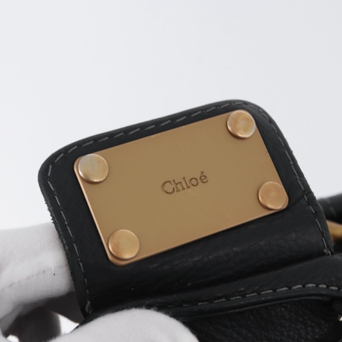 Chloe Paddington Hand Bag Leather Black Gold Silver Auth am10875SAV