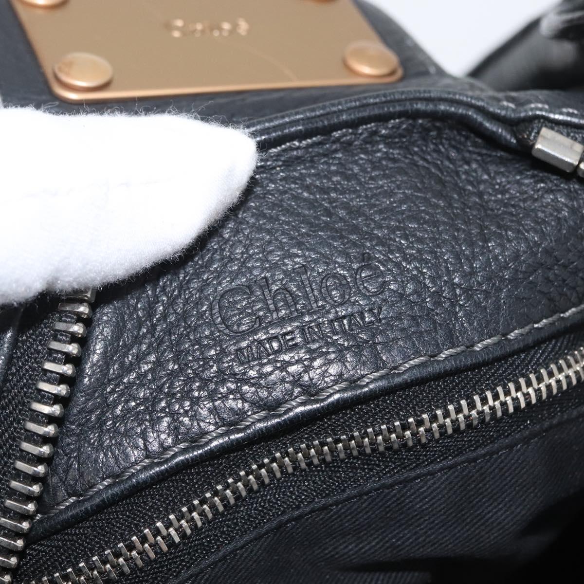 Chloe Paddington Hand Bag Leather Black Gold Silver Auth am10875SAV