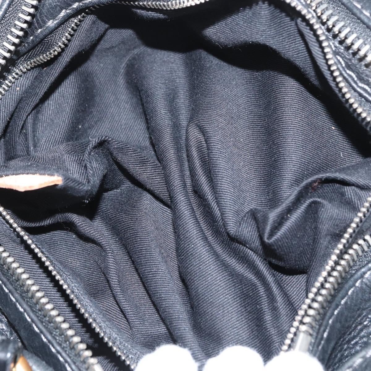 Chloe Paddington Hand Bag Leather Black Gold Silver Auth am10875SAV