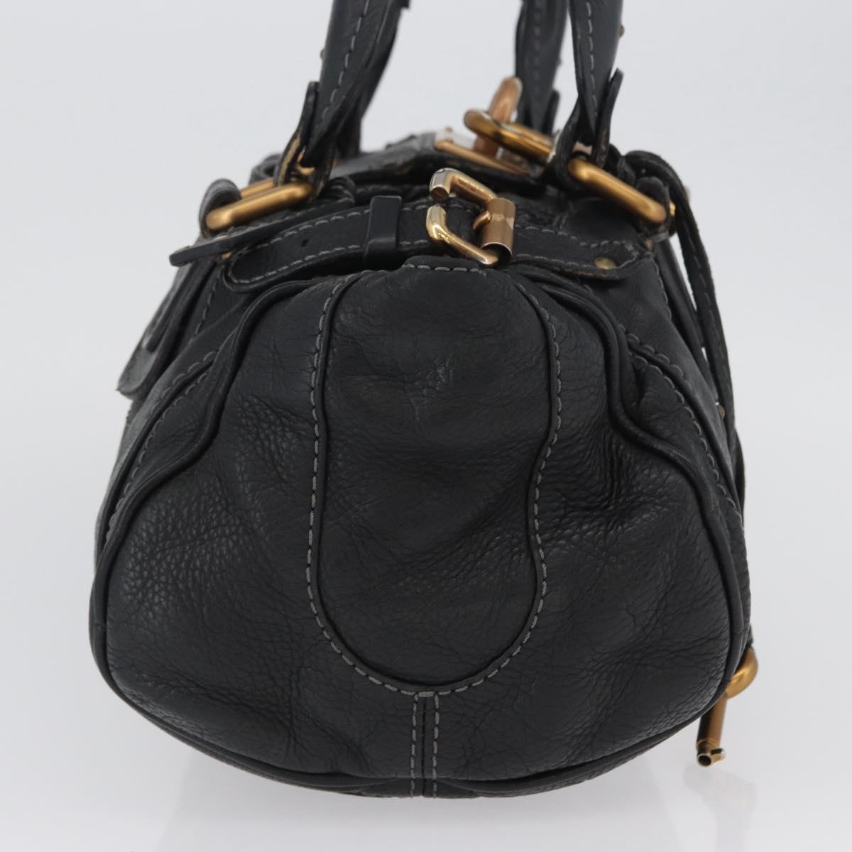 Chloe Paddington Hand Bag Leather Black Gold Silver Auth am10875SAV