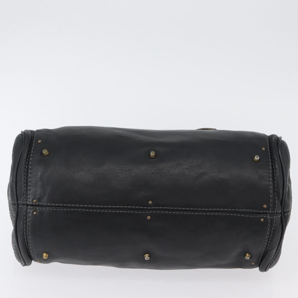 Chloe Paddington Hand Bag Leather Black Gold Silver Auth am10875SAV