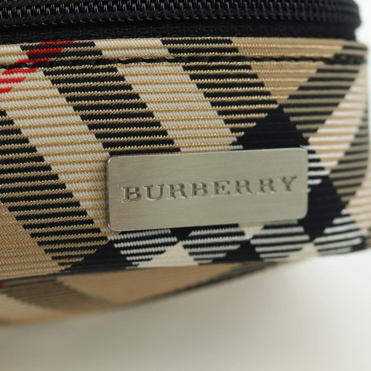 BURBERRY Nova Check Pouch Nylon Beige Silver Auth am10890V
