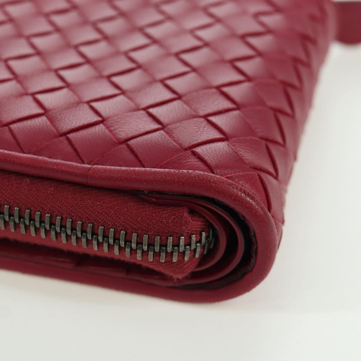BOTTEGA VENETA INTRECCIATO Round Compact Wallet Leather Pink Auth am10894V