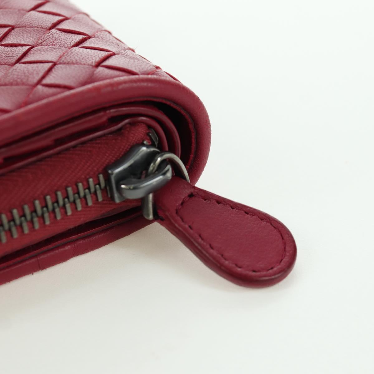 BOTTEGA VENETA INTRECCIATO Round Compact Wallet Leather Pink Auth am10894V