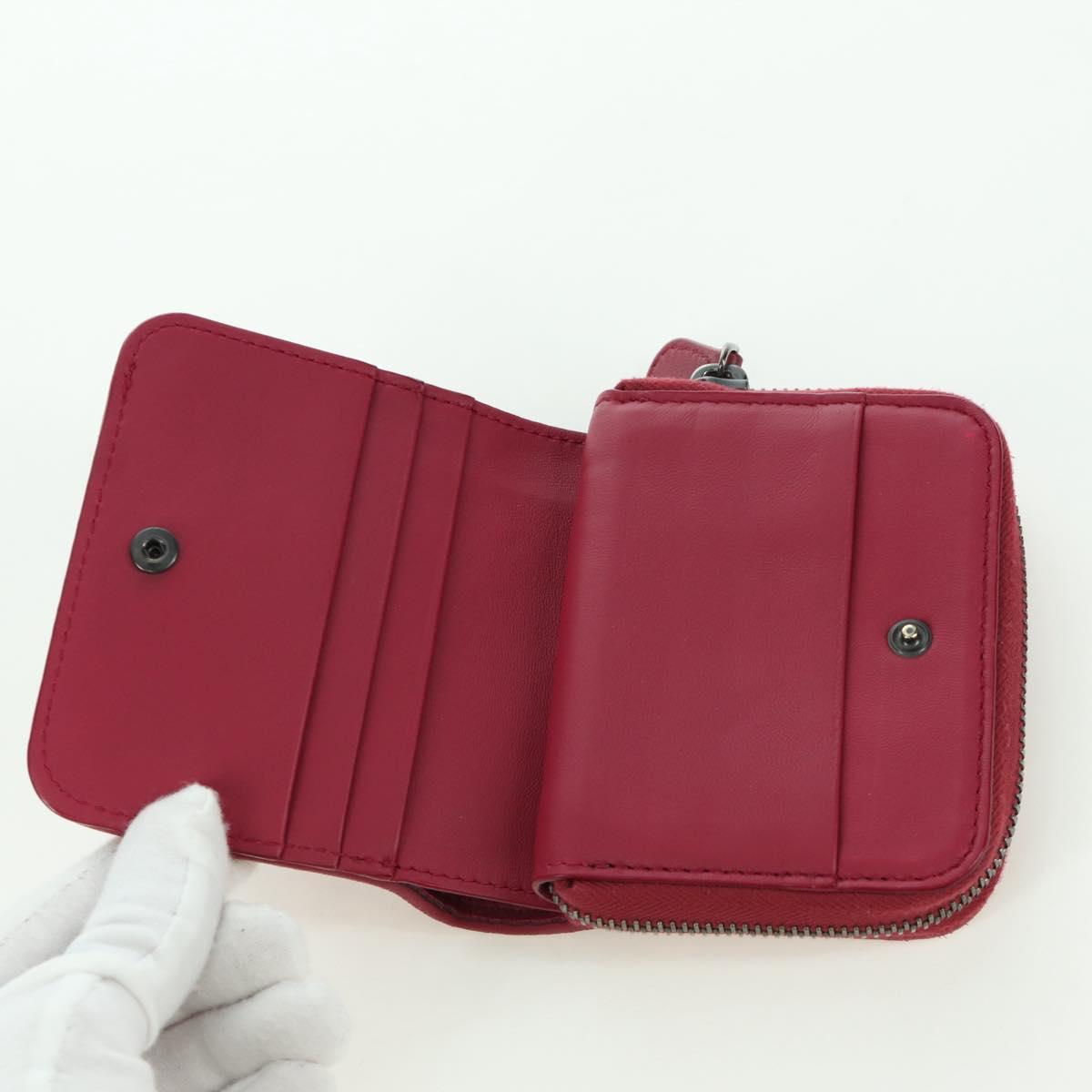 BOTTEGA VENETA INTRECCIATO Round Compact Wallet Leather Pink Auth am10894V
