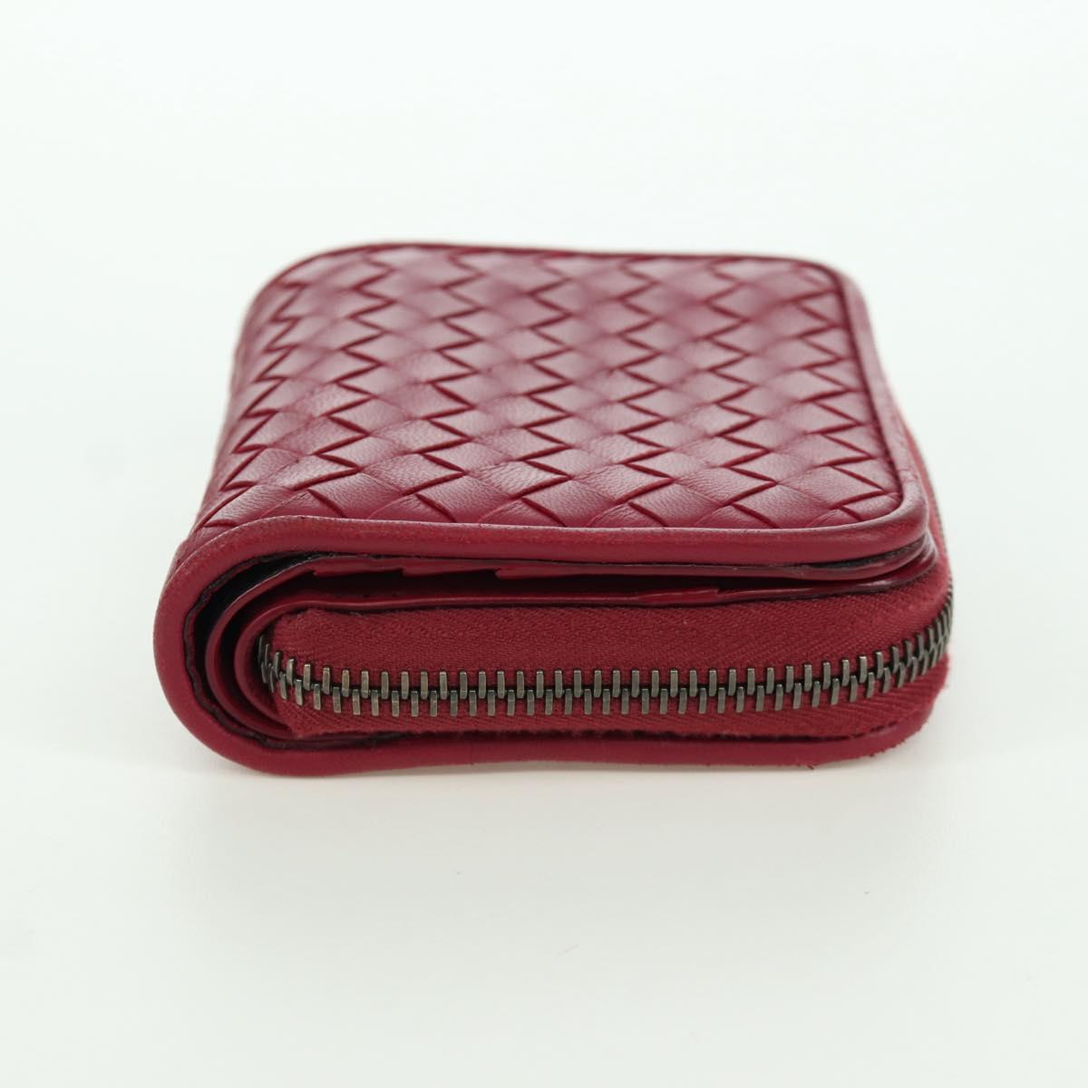 BOTTEGA VENETA INTRECCIATO Round Compact Wallet Leather Pink Auth am10894V