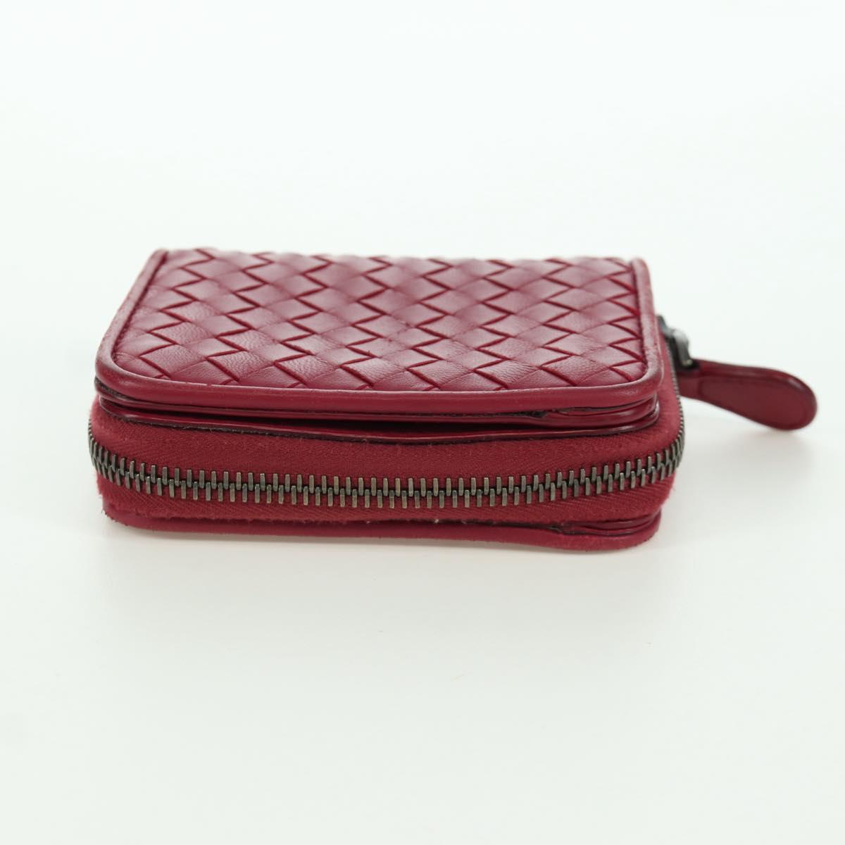 BOTTEGA VENETA INTRECCIATO Round Compact Wallet Leather Pink Auth am10894V