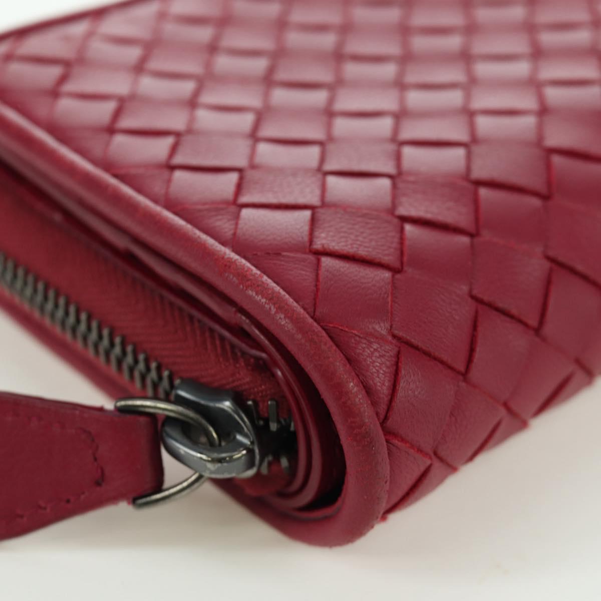 BOTTEGA VENETA INTRECCIATO Round Compact Wallet Leather Pink Auth am10894V