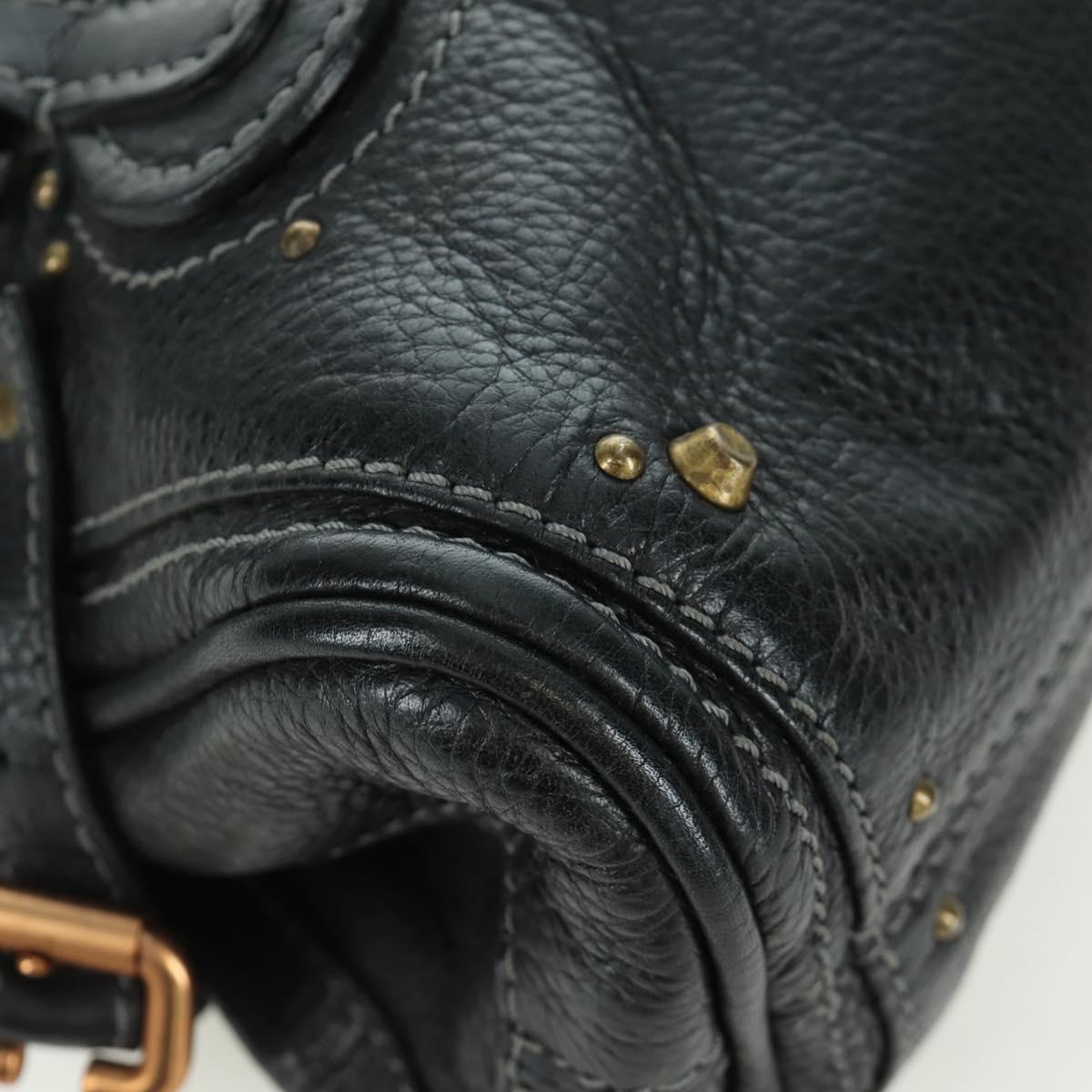 Chloe Mini Paddington Hand Bag Leather Black Gold Silver Auth am10897SAV