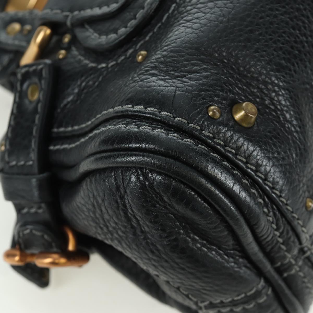 Chloe Mini Paddington Hand Bag Leather Black Gold Silver Auth am10897SAV