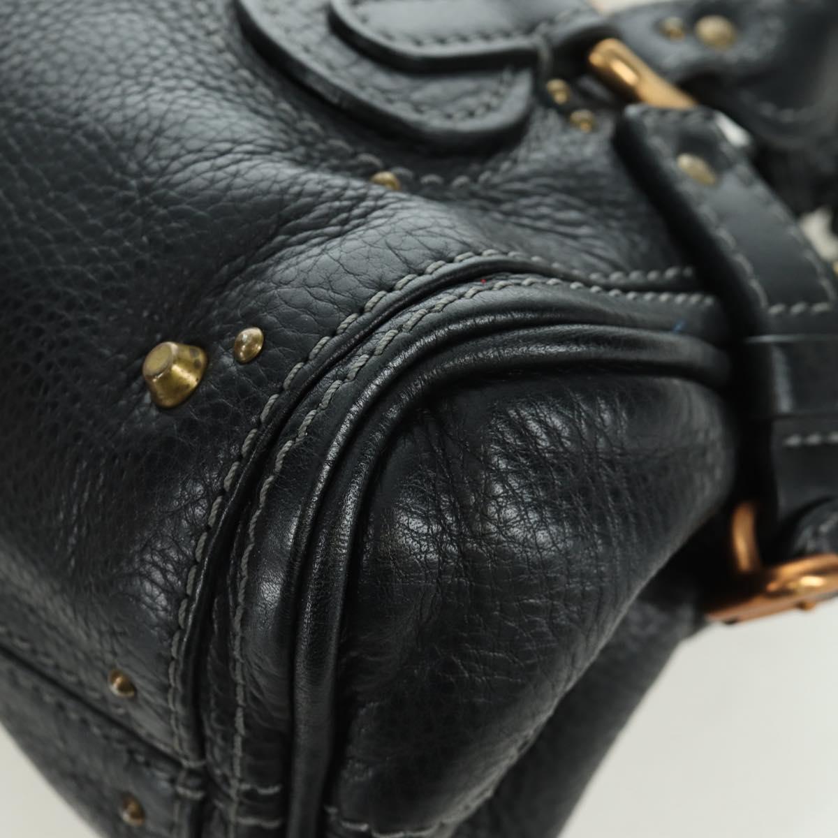 Chloe Mini Paddington Hand Bag Leather Black Gold Silver Auth am10897SAV