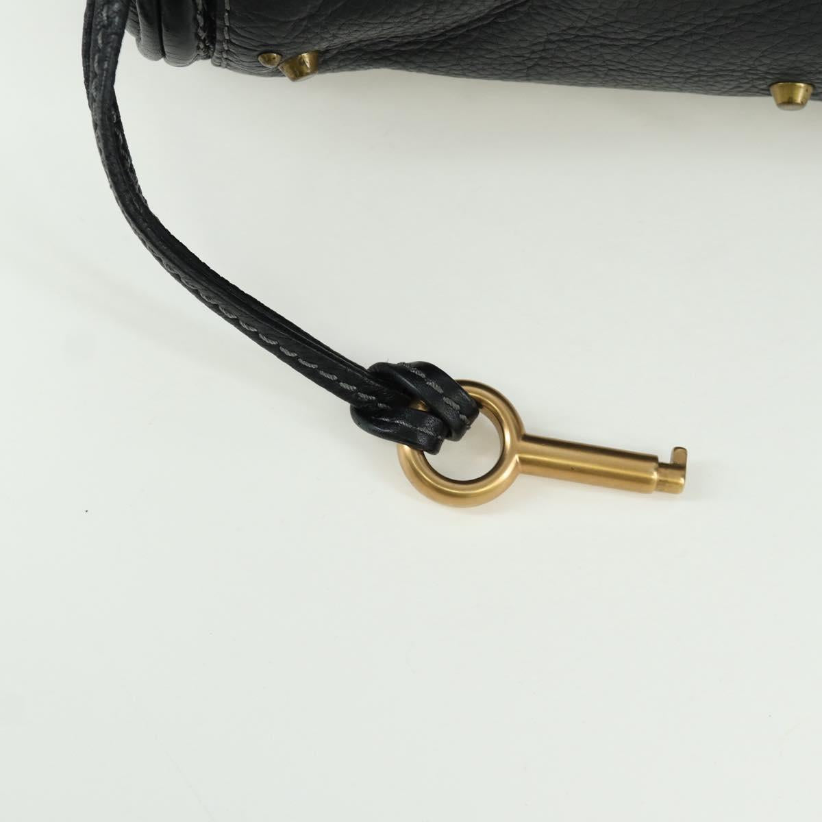 Chloe Mini Paddington Hand Bag Leather Black Gold Silver Auth am10897SAV