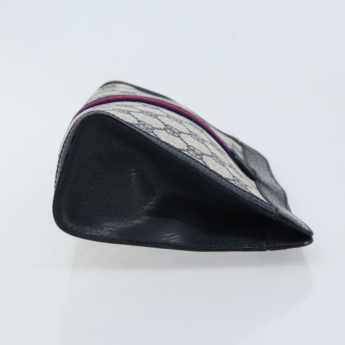 GUCCI GG Supreme Sherry Line Clutch Bag PVC Navy Red 89 01 001 Auth am10904
