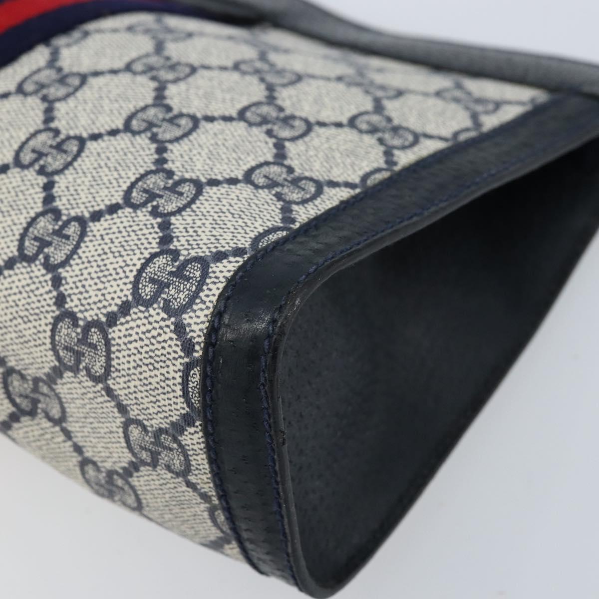 GUCCI GG Supreme Sherry Line Clutch Bag PVC Navy Red 89 01 001 Auth am10904