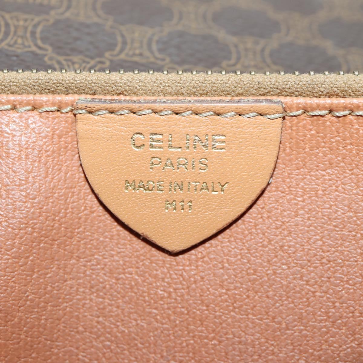 CELINE Macadam Canvas Shoulder Bag PVC Leather Brown Gold Auth am10907V