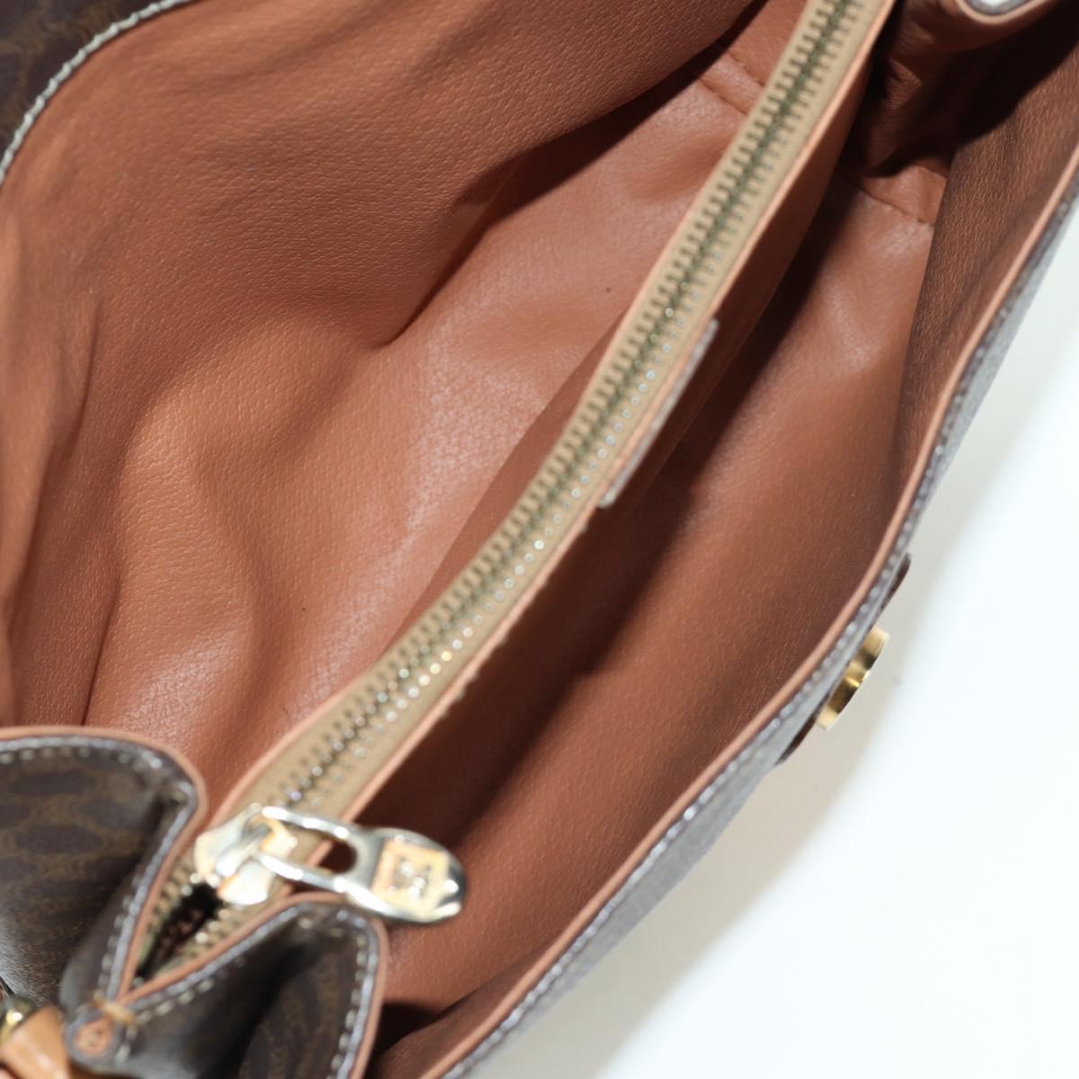 CELINE Macadam Canvas Shoulder Bag PVC Leather Brown Gold Auth am10907V