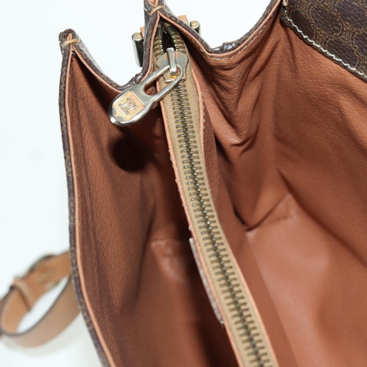 CELINE Macadam Canvas Shoulder Bag PVC Leather Brown Gold Auth am10907V
