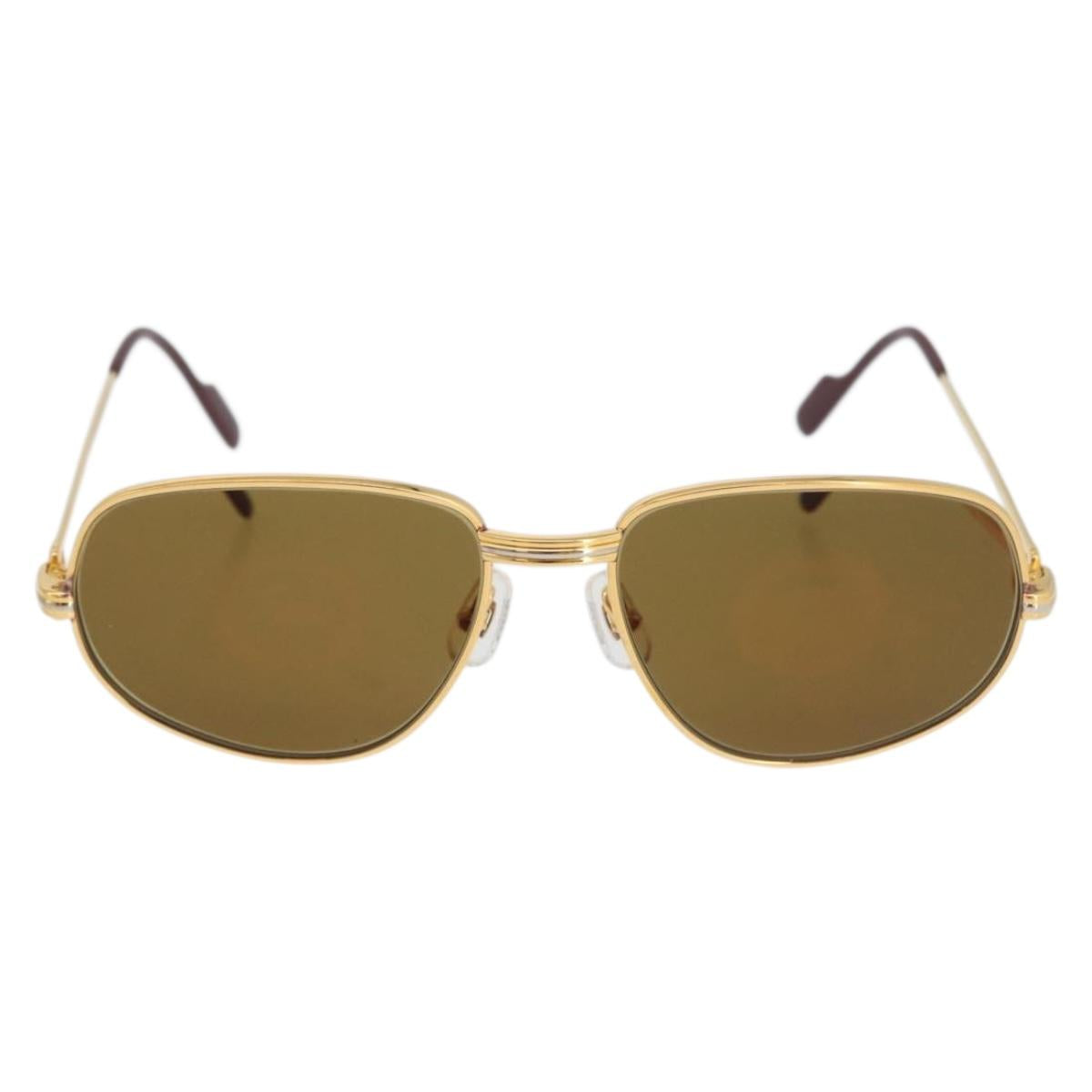 CARTIER Sunglasses metal Gold Tone Auth am10923