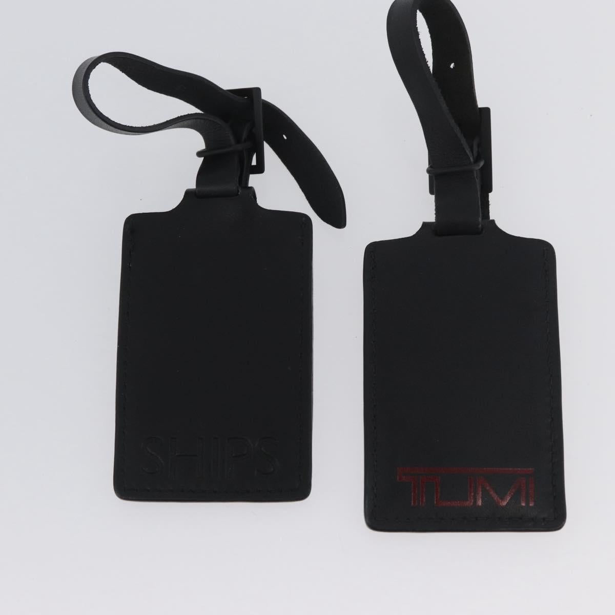 TUMI Pouch Name Tag Leather nylon 6 Set Black Auth am10927