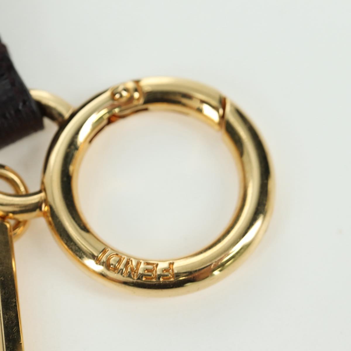 FENDI Pom Pom Bag Charm Dark Brown Auth am10929V