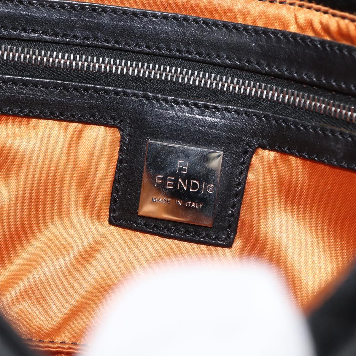 FENDI Unborn Calf Skin Mamma Baguette Shoulder Bag Black Silver Auth am10931A