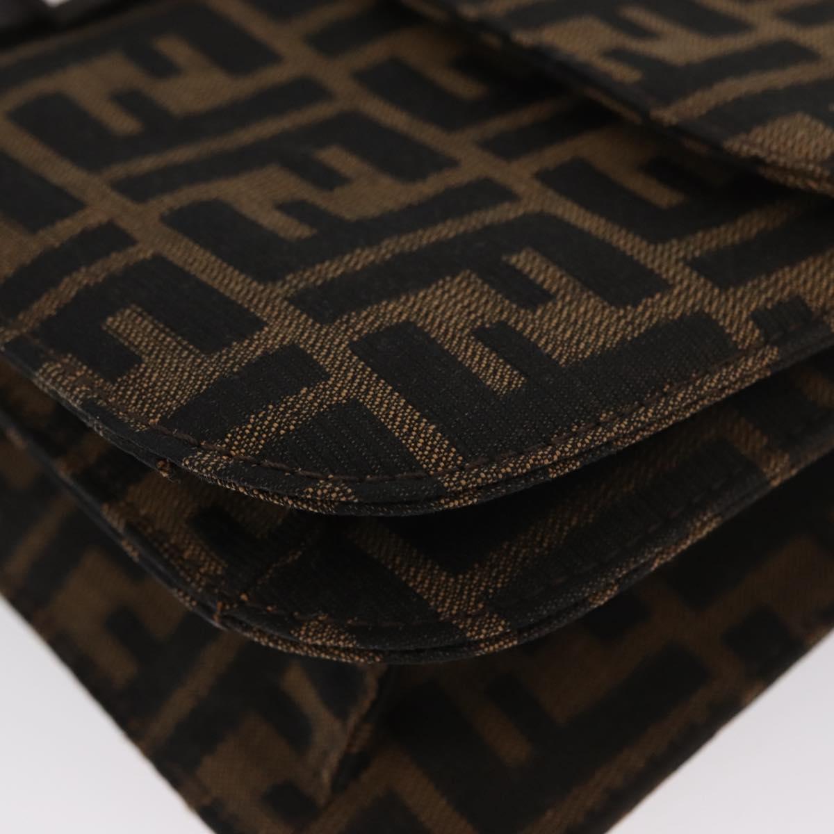 FENDI Zucca Canvas Mamma Baguette Shoulder Bag Brown Silver Auth am10947V