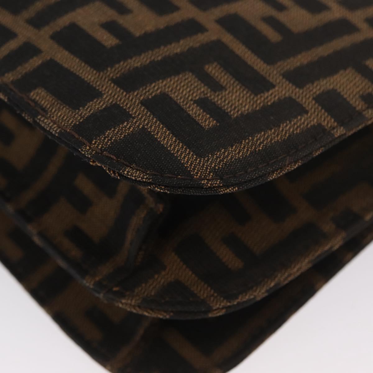 FENDI Zucca Canvas Mamma Baguette Shoulder Bag Brown Silver Auth am10947V