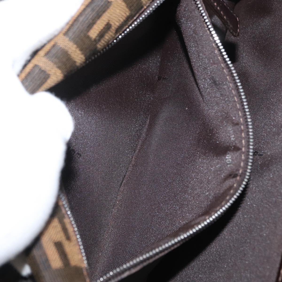 FENDI Zucca Canvas Mamma Baguette Shoulder Bag Brown Silver Auth am10947V