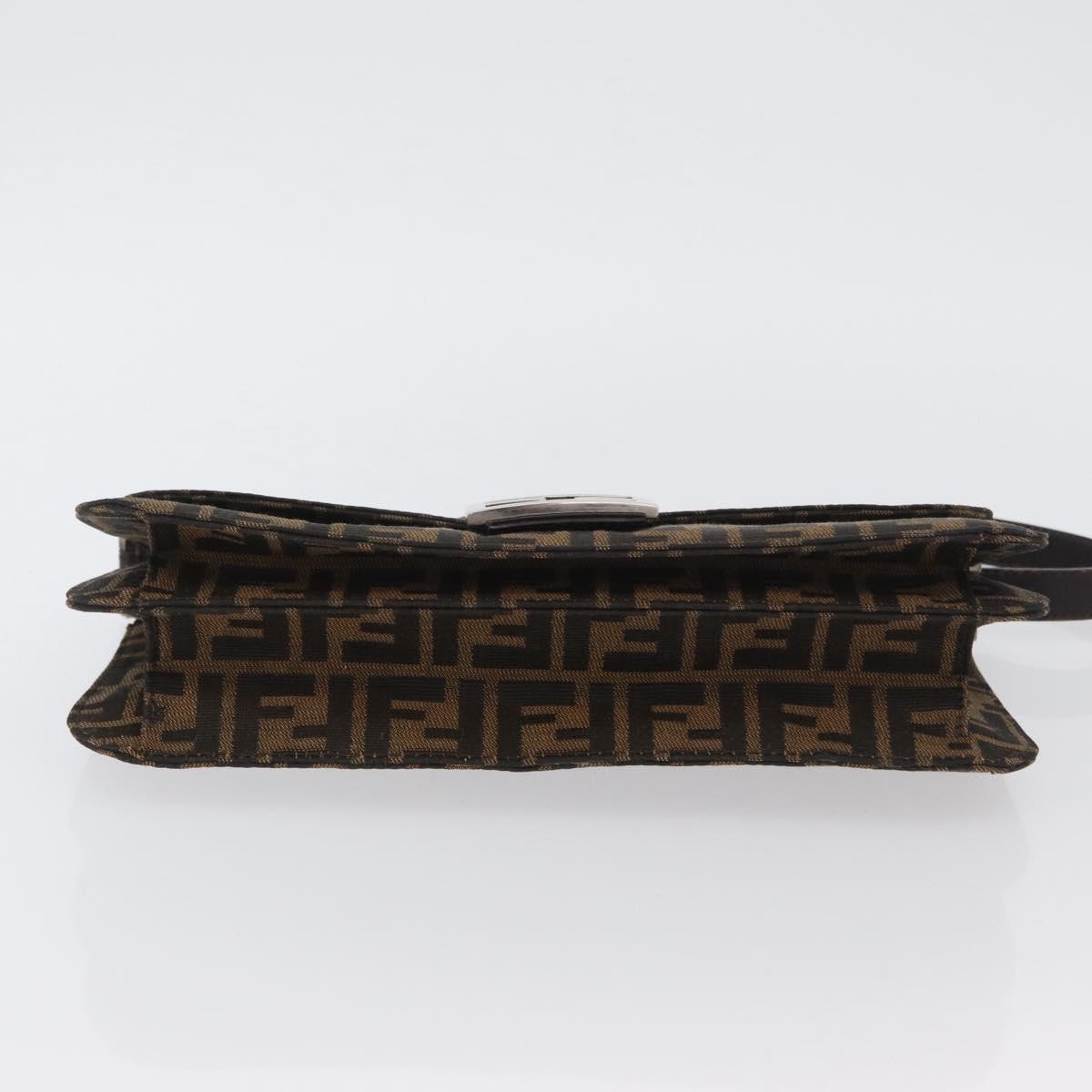 FENDI Zucca Canvas Mamma Baguette Shoulder Bag Brown Silver Auth am10947V