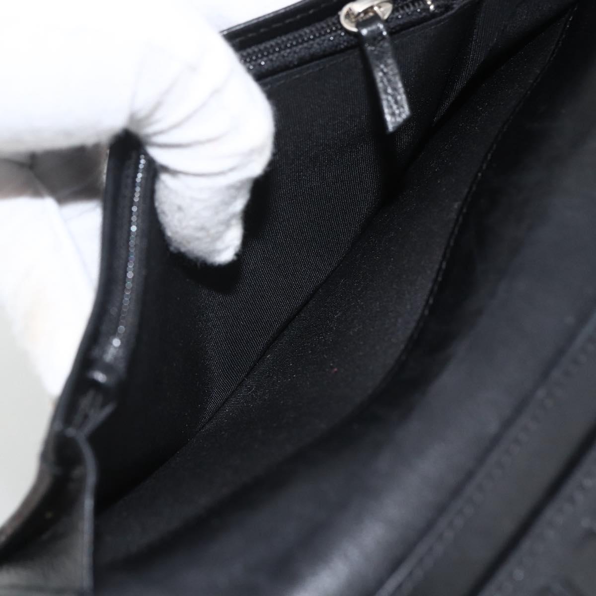 CHANEL Matelasse Long Wallet Lamb Skin Black Silver CC Auth am10948