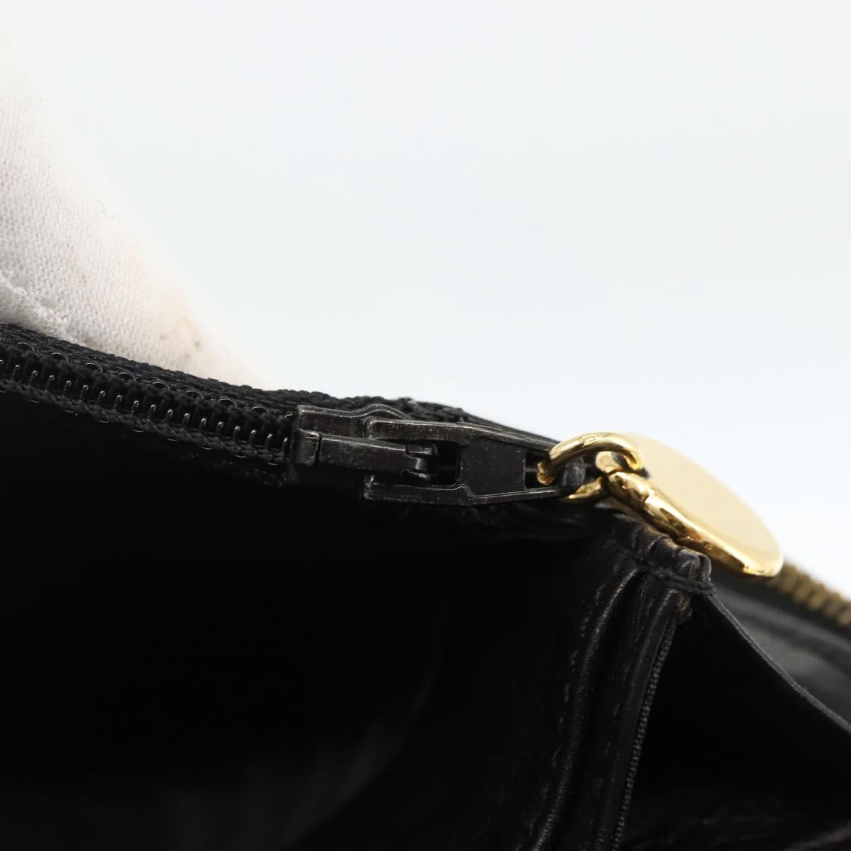 CHANEL Compact Long Wallet Patent leather Black CC Auth am10949A