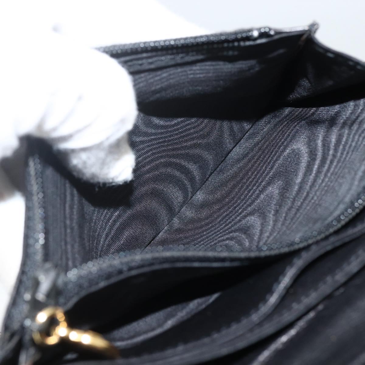 CHANEL Compact Long Wallet Patent leather Black CC Auth am10949A