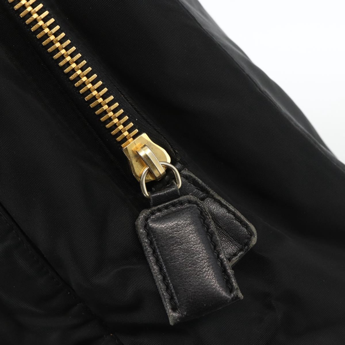 PRADA Chain Tote Bag Nylon Black Gold Auth am10950A