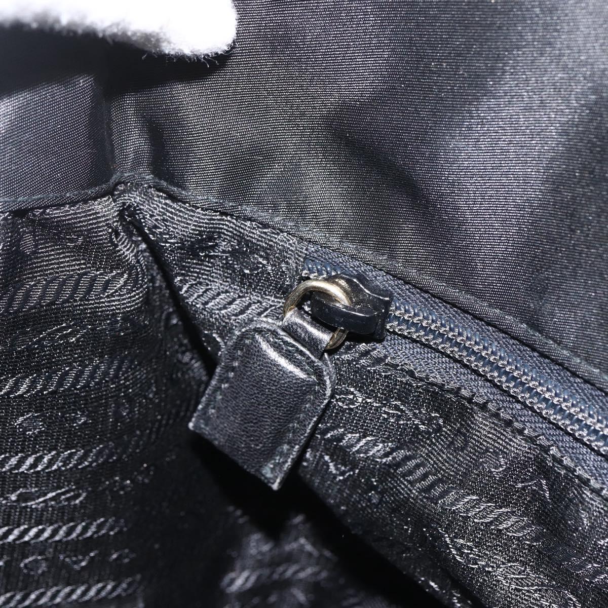 PRADA Chain Tote Bag Nylon Black Gold Auth am10950A