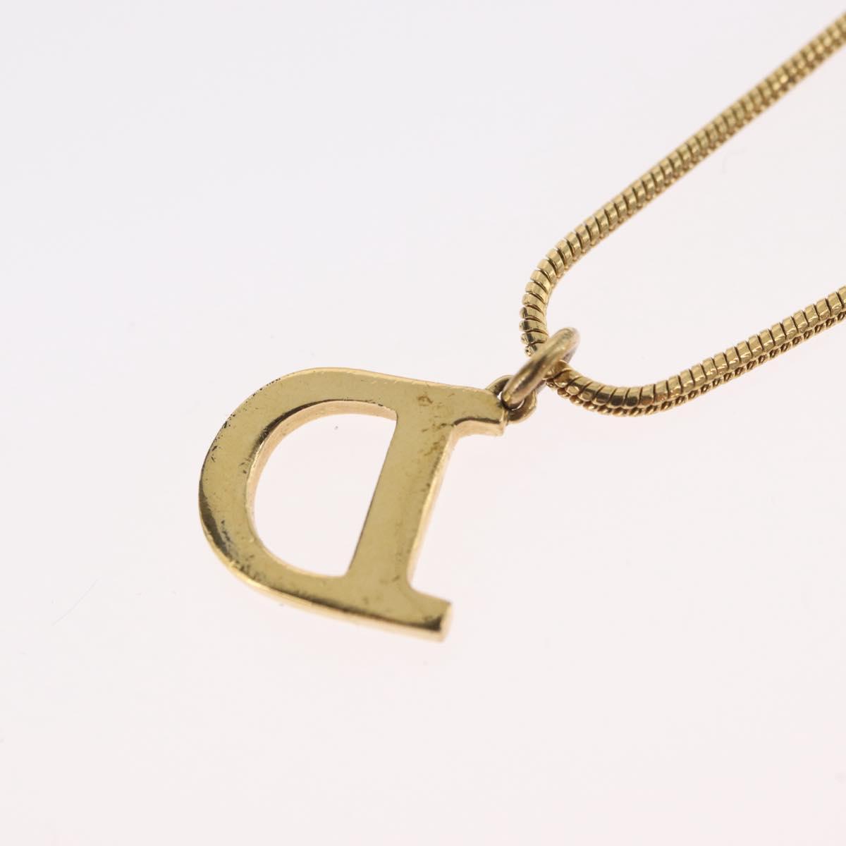 Christian Dior D Necklace metal Gold Auth am10955