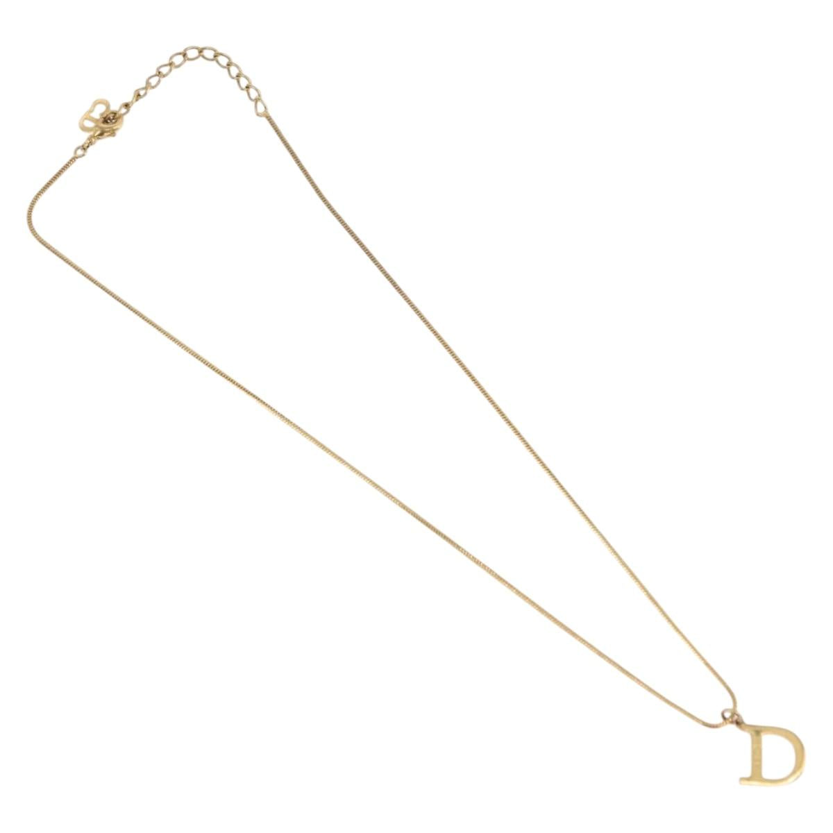 Christian Dior D Necklace metal Gold Auth am10955