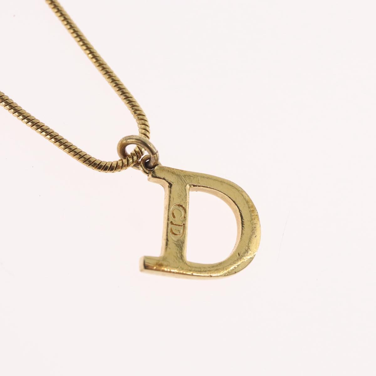 Christian Dior D Necklace metal Gold Auth am10955