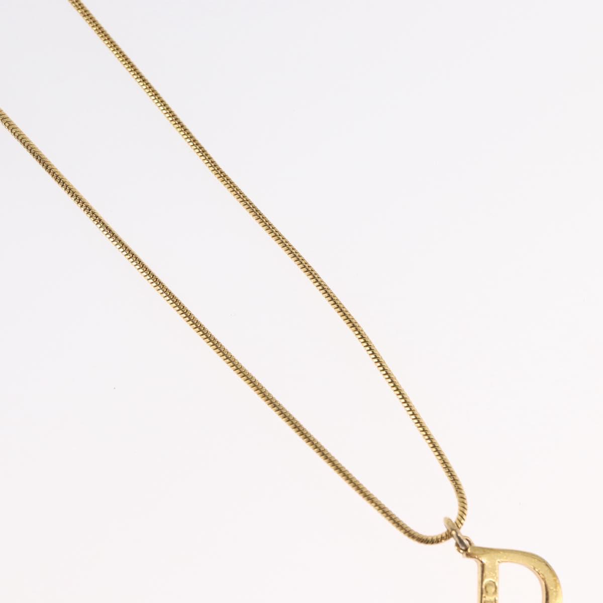 Christian Dior D Necklace metal Gold Auth am10955