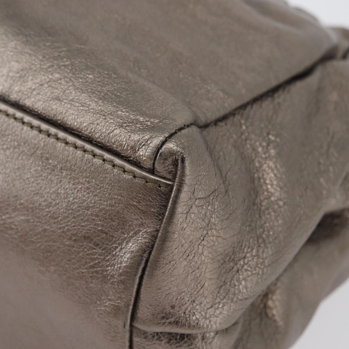 Salvatore Ferragamo Vala Hand Bag Leather 2way Silver Auth am10956