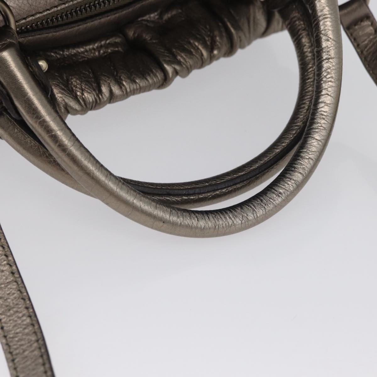 Salvatore Ferragamo Vala Hand Bag Leather 2way Silver Auth am10956